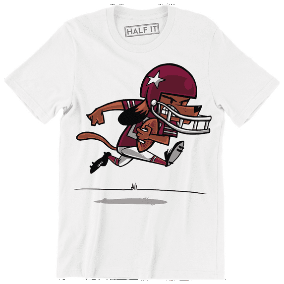 Funny Cartoon Dog Running Playing American Football Men's T-Shirt