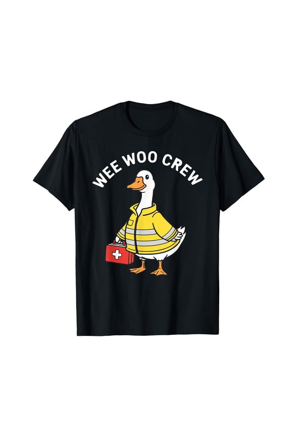 Funny Cartoon Duck EMT Paramedic T-Shirt for Wee Woo Crew Enthusiasts