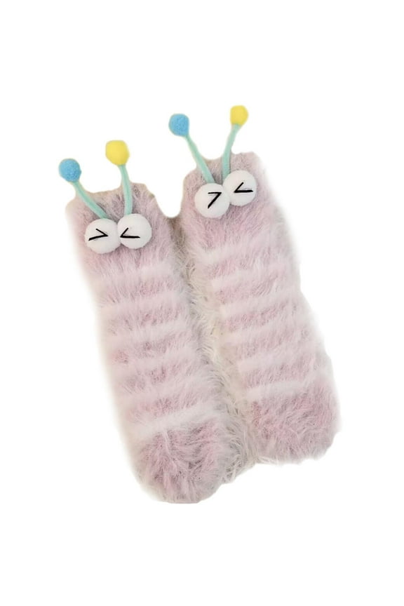 Funny Cartoon Eyes Coral Velvet Thickened Warm Plush Socks Parent-child Socks Plush Furry Sleeping Sock Hosiery Floor kids socks Socks Animal fuzzy Animal Animal Animal fuzzy silly Fun Cozy fu