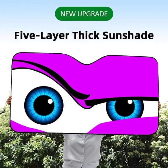 Funny Cartoon Eyes Sun Visor Aluminum Foil Windshield Sunshade with ...