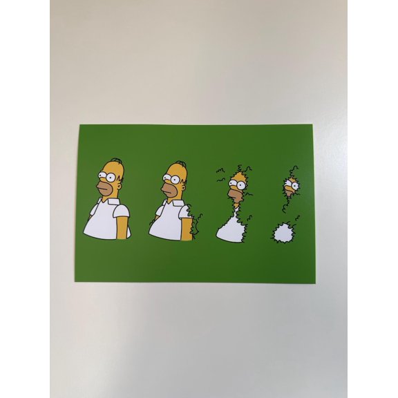 Funny Cartoon Fade Into Bushes Poster Minimal Meme Style Green Background Wall Art Print 16x24 UNFRAMED