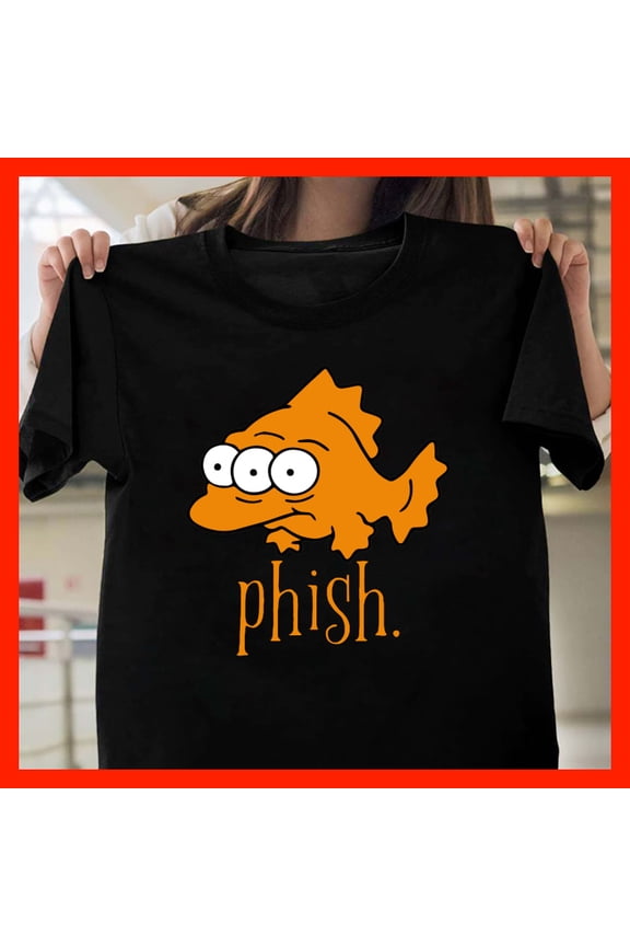 Funny Cartoon Fish 'Phish.' T-Shirt Humorous Pun Graphic Tee Casual Novelty Apparel T841, Softstyle for Unisex, Sizes S–5XL
