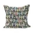 thumbnail image 1 of Funny Cartoon Fluffy Throw Pillow Cushion Cover, Theme of Playful Hipster Cats with Glasses Colorful Dotted Designed Print, Decorative Square Accent Pillow Case, 18" x 18", Multicolor, by Ambesonne, 1 of 5
