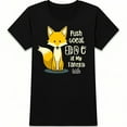 thumbnail image 1 of Funny Cartoon Fox T-Shirt with Red Collar & Playful Phrase Black Tee, 1 of 5