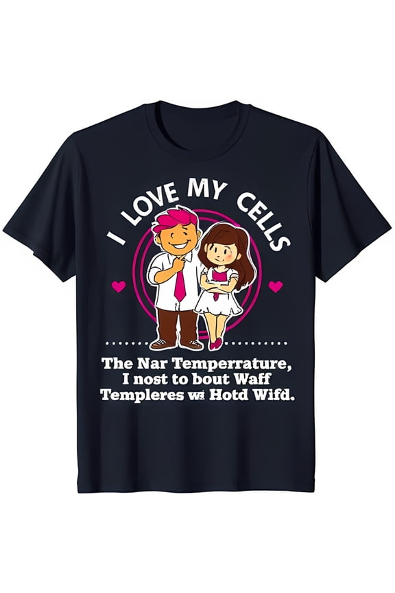 Funny Cartoon Heart T-Shirt I Love My Cells Graphic Tee for Couples