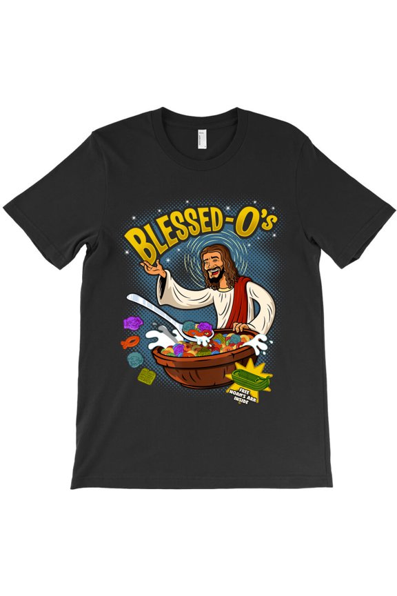 Funny Cartoon Jesus Blessed Parody Cereal Box, Religious Humor G13915 Unisex T-Shirt, Up to Size 5XL