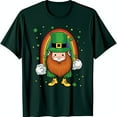 thumbnail image 1 of Funny Cartoon Leprechaun T-Shirt Green Hat Rainbow & Shamrocks Design, 1 of 5