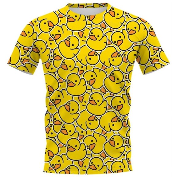 Funny Cartoon Little Yellow Duck Tshirt 3D Print T Shirt For Men Women Short Street Wear Round Neck Top Overd Tshirt