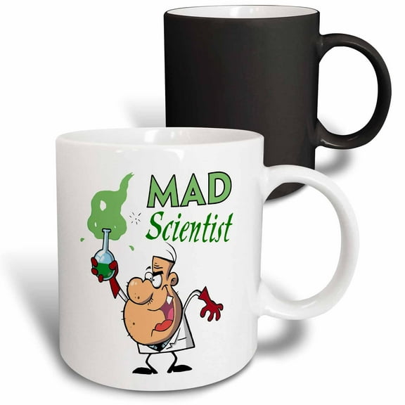 3drose, Funny Cartoon Mad Scientist with Green Potion, 11oz Magic Transforming Mug