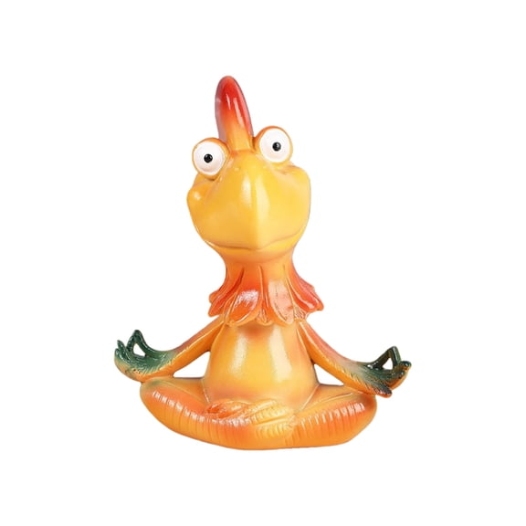 Funny Cartoon Meditating Rooster Figurine Resin Decoration for Home and Office