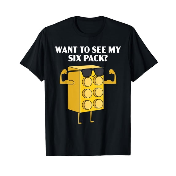 Funny Cartoon Muscle Block T-Shirt - Perfect for Master Builders and Fitness Lovers