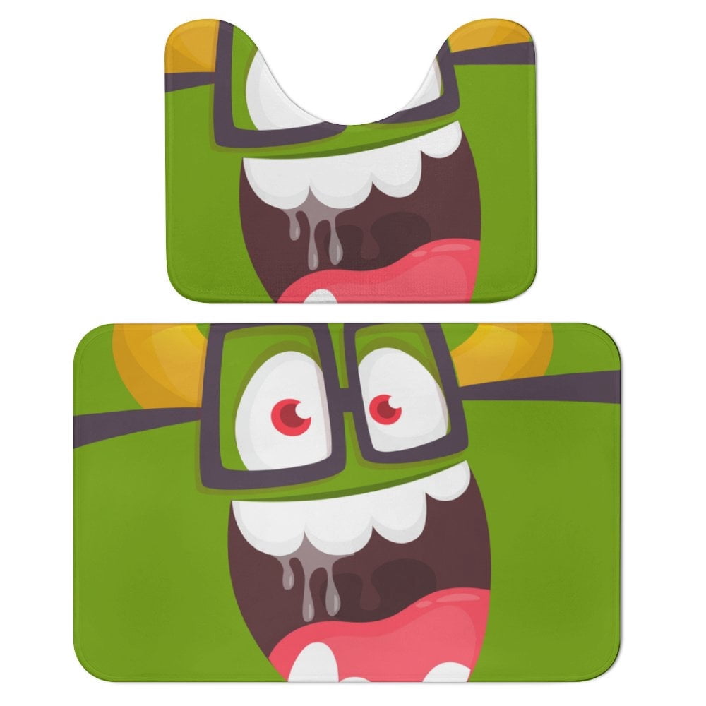 Funny Cartoon Nerd Monster Face Bathroom Rugs Set 2 Pieces, Bathroom ...
