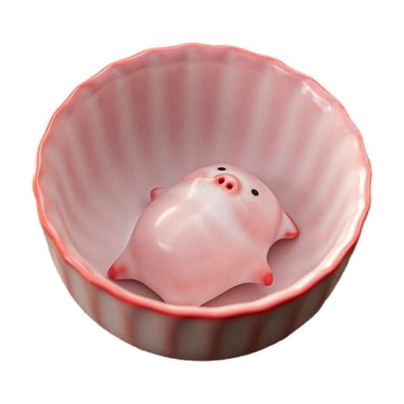 Funny Cartoon Pig Ceramic Teacup Set with Bubble Blowing Tea Pet, Cute Piggy Water Mug for Tea Lovers, Novelty Gift for Birthday & Festivals