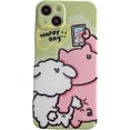 thumbnail image 1 of Funny Cartoon Pig Sheep Selfie Soft Phone Case Compatible with iPhone Case (Green,iPhone 13), 1 of 6