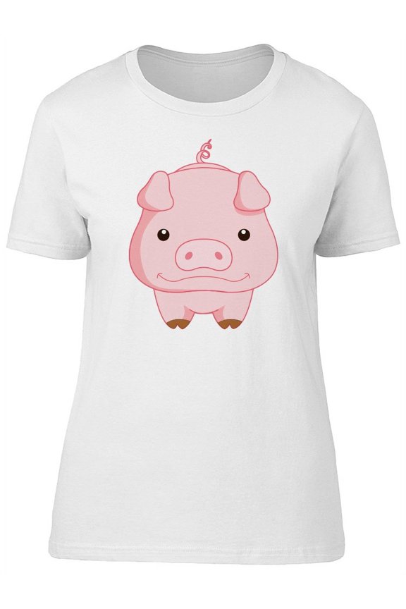 Funny Cartoon Pink Pig Tee Women's -Image by Shutterstock