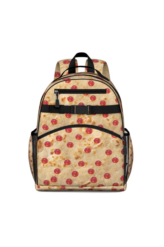 Funny Cartoon Pizza-Themed Student Backpack Lightweight and Water-Resistant School Book Bag with Pepperoni and Cheese Designs Spacious and Comfortable for Daily Use and Travel