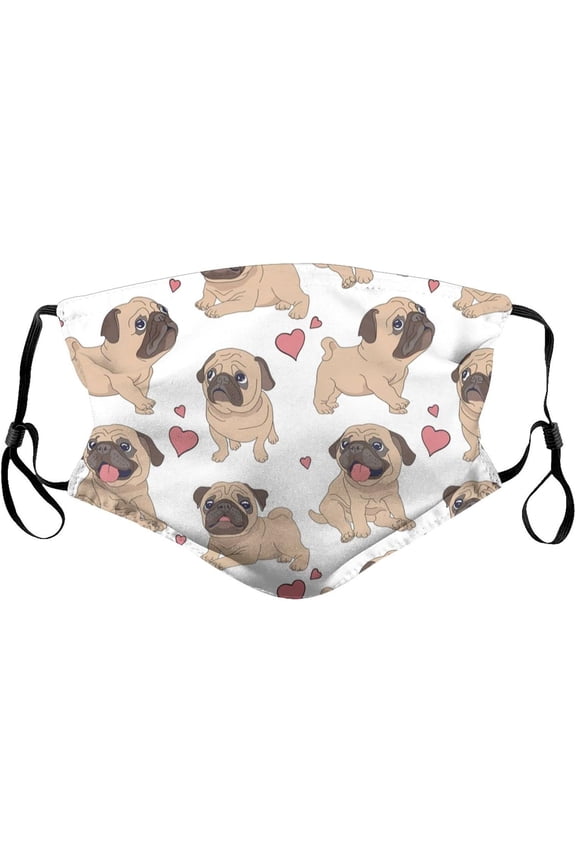 Funny Cartoon Puppie Reusable Cloth Face Masks with 2 Washable Face Covering Medium