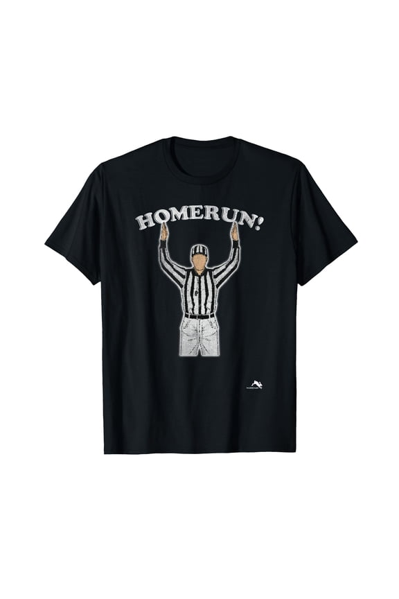 Funny Cartoon Referee Home Run T-Shirt for Sports Fans and Game Day Fun
