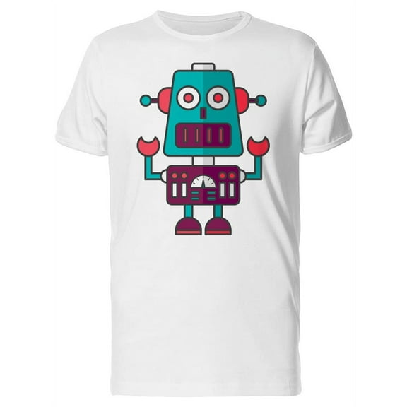 Funny Cartoon Robot T-Shirt Men -Image by Shutterstock, Male 4X-Large