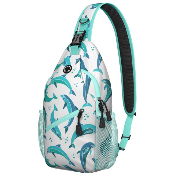 Funny Cartoon Shark and Marine Life Sling Backpack Lightweight Durable Multipurpose Crossbody Bag for Travel Hiking Beach and Daily Commuting