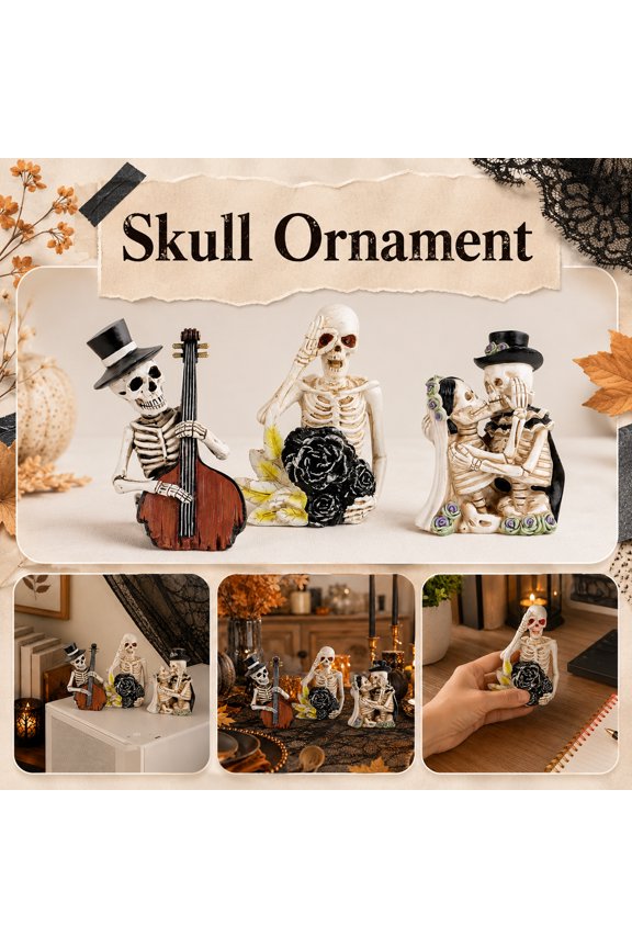 Funny Cartoon Skeleton Resin Figurine for Halloween House Party Decor, A
