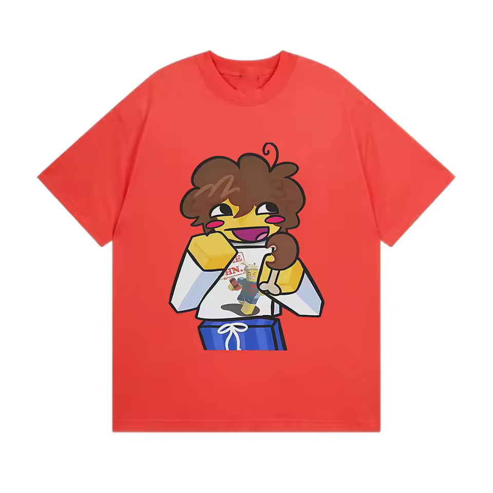 Funny Cartoon T-Shirt – Happy Character Eating Snack