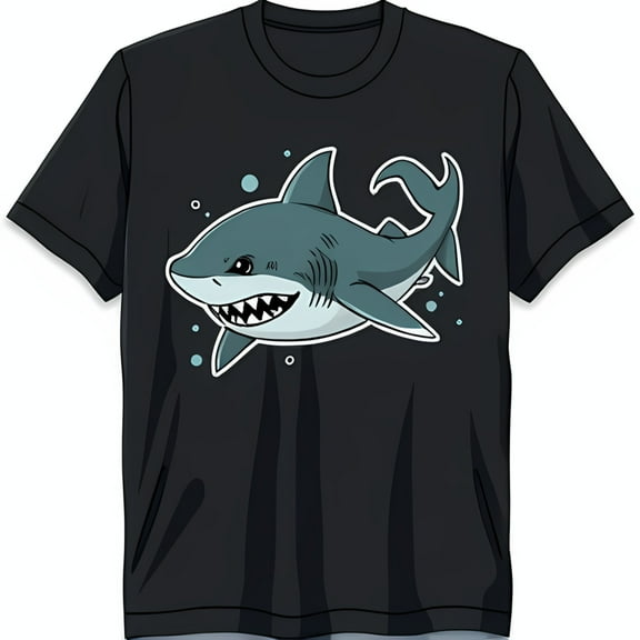 Funny Cartoon T-Shirt for & Adults Black Tee with & Blue Bubbles