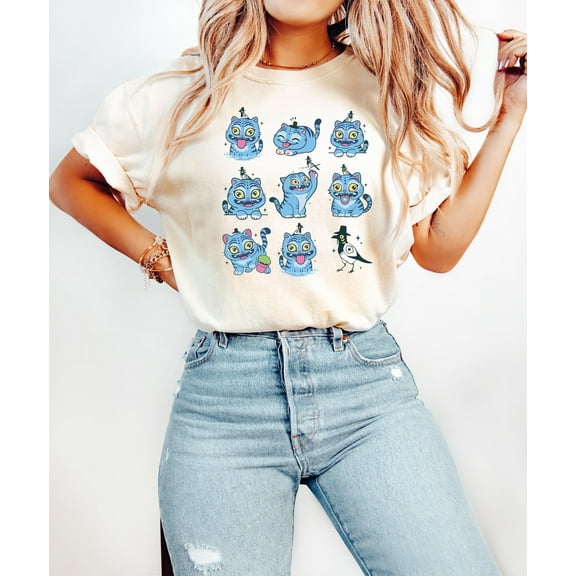 Funny Cartoon Tiger Cat and Bird Faces Graphic T-Shirt - Cute Unisex Comfort Colors Tee for Animal Lovers