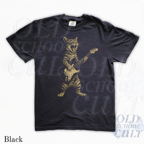 Funny Cartoon Tiger Playing Guitar Comfort Colors T-Shirt for Rock Lovers