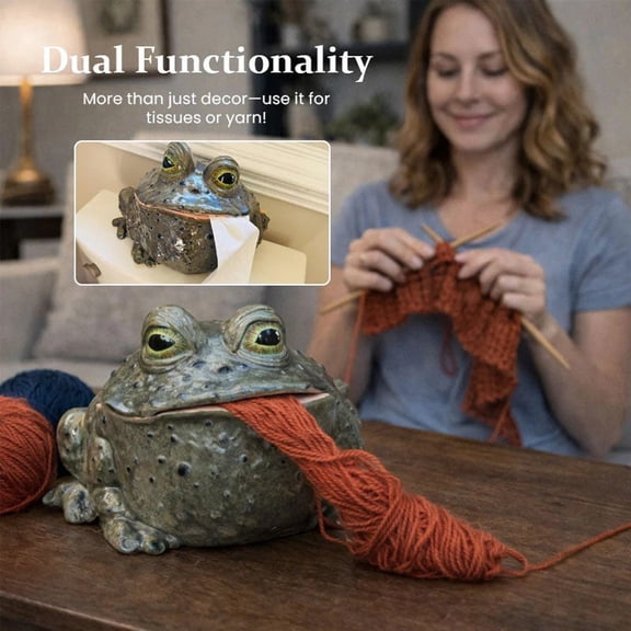 Funny Cartoon Toads Tissue Box Holder Set, Creative Decorative Paper Towel Dispenser for Home Living Room Bedroom Bathroom Desktop, Unique Ornament & Practical Gift for Family Friends