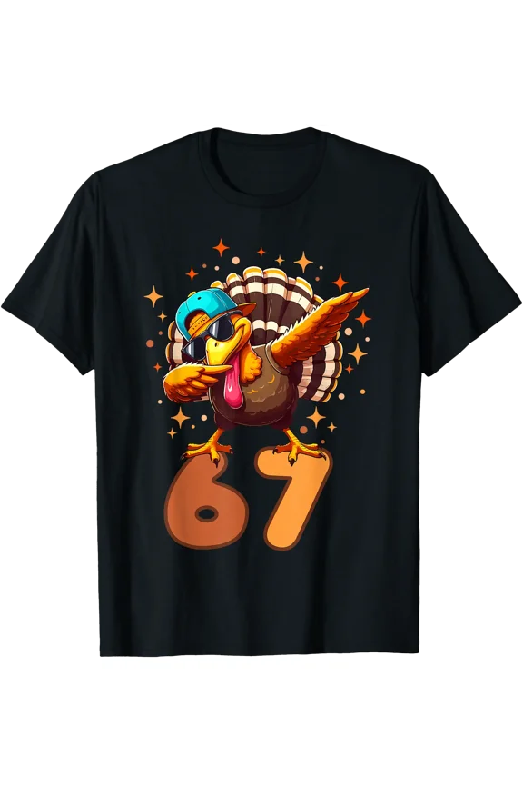 Funny Cartoon Turkey Dab 67 T-Shirt for Thanksgiving Humor and Celebration