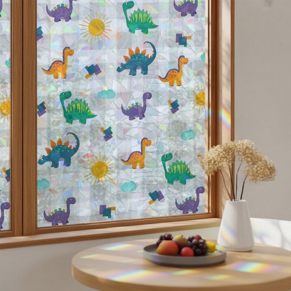 Funny Cartoon Watercolor Dinosaur Window Privacy Film,Heat Control Sun ...