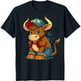 thumbnail image 1 of Funny Cartoon in Red & Boxing Gloves Blue T-Shirt for Casual Wear, 1 of 5