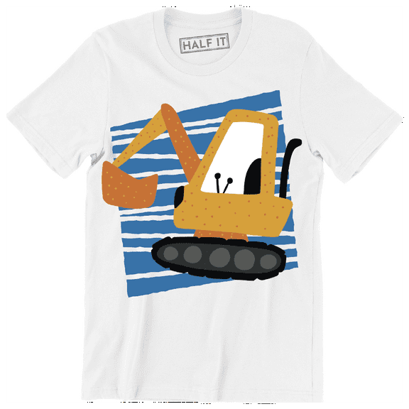 Funny Cartoon yellow excavator Doodle vehicle Graphic Design Men's T-Shirt