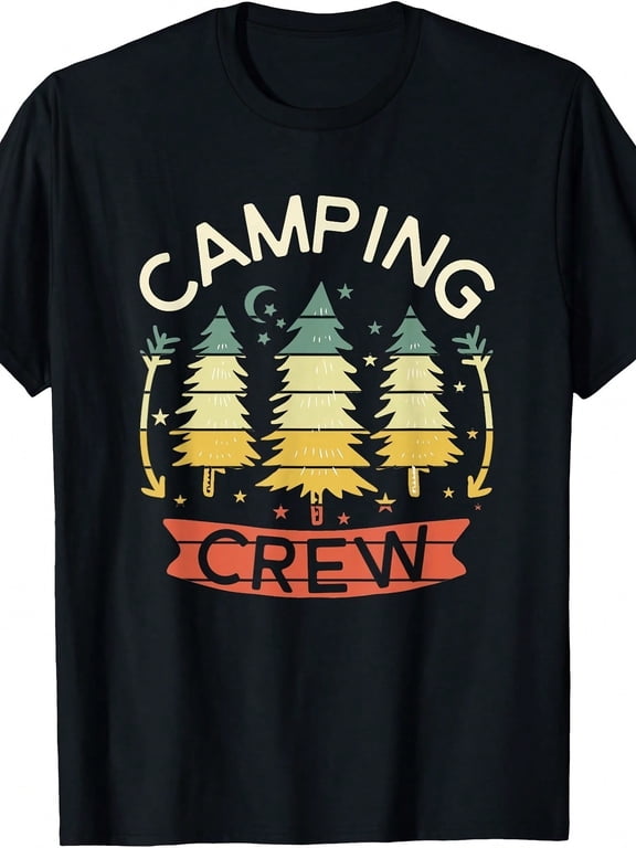 Funny Casual Crew Neck T-Shirt Camping Retro Family Camping Shirts Matching Group Gifts Lover Travel TShirt