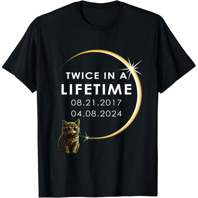 Funny Cat 2024 Total Solar Eclipse Twice In A Lifetime Cotton TShirt