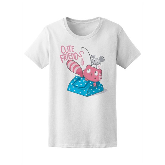 Funny Cat And Mouse T-Shirt Women -Image by Shutterstock, Female Small