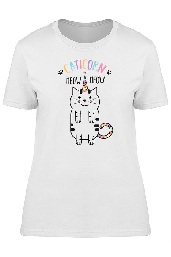 Funny Cat Art Caticorn Quote T-Shirt Women -Image by Shutterstock, Female Medium