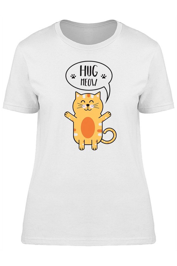 Funny Cat Art Wishing Hug T-Shirt Women -Image by Shutterstock, Female Medium