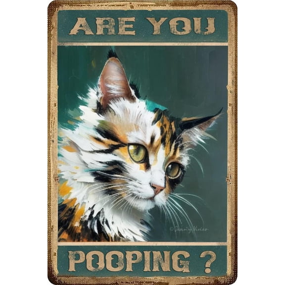 Funny Cat Bathroom Decor, Funny Cat Bath Wall Decor, Cat Decor for Cat Lovers, Cute Cat Restroom Sign Powder Room Decorations Butt Napkins Wall Art, Housewarming Gift 12x8 Inches