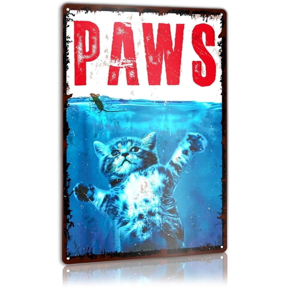 Funny Cat Bathroom Lover Decorations Gifts Metal Sign 12 x 8 Inch Vintage Wall Decor