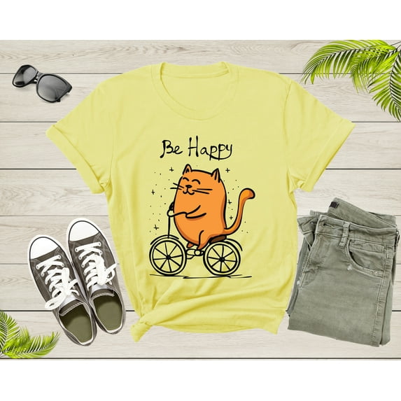 Funny Cat Bicycle Lover Gift Idea Shirt Women Men Kid Boys Girls Bicycle Kitten Tshirt Design Bike Lover Birthday Present Dad Mom T-shirt