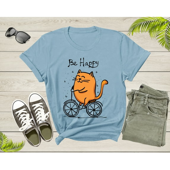 Funny Cat Bicycle Lover Gift Idea Shirt Women Men Kid Boys Girls Bicycle Kitten Tshirt Design Bike Lover Birthday Present Dad Mom T-shirt