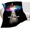 thumbnail image 1 of Funny Cat Blanket Cute Cat Lover Gifts Throw Blankets for Girls Boys Adult Women Men Kids Plush Cozy Flannel Fleece Ultra Soft Fuzzy Nebula Galaxy Kitten Party Blanket 50"X40", 1 of 6