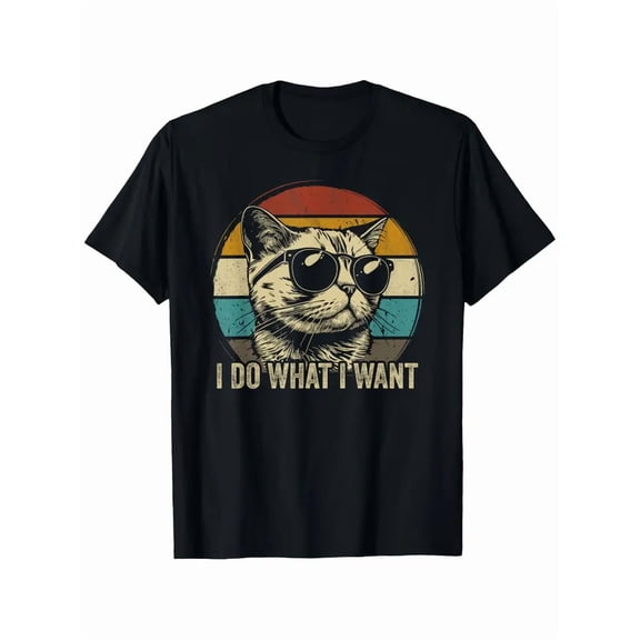 Funny Cat Book Lover T-Shirt with Siamese Cat & "I Do What I Want" Slogan - Bookish Gift for Avid Readers, Men & Women - Casual Short Sleeve Round Neck Tee with Book Spine
