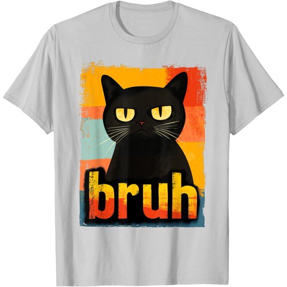 Funny Cat Bruh Meme Kitten Graphic Unisex T-Shirt for Men Women Kids Toddler,Ice Grey Color,Size 3XL