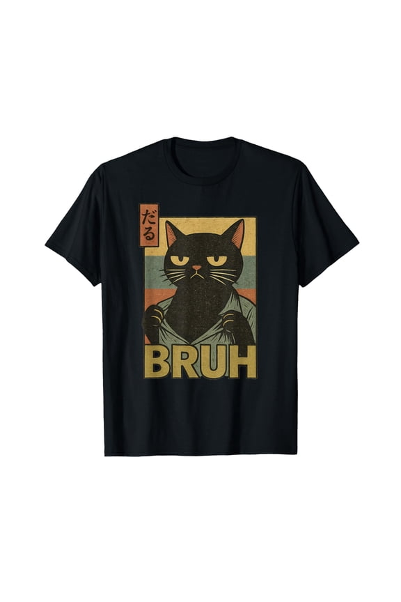 Funny Cat Bruh Teen Boys Girls Men Women Meme Japanese Anime T-Shirt