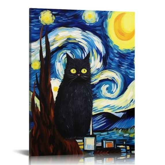 Funny Cat Canvas Wall Art Famous Poster Funny Cat Floral Print Colorful Abstract Gallery Aesthetic Room Wall Decor For Bedroom