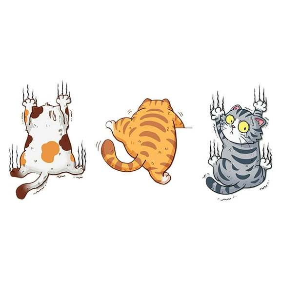 Funny Cat Car Sticker,3pcs Set Personality Car Scratch Cat Vinyl Sticker,Funny Animal Cat Claws Scratch Vinyl Car Sticker Cartoon Decal A6J1