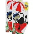 thumbnail image 1 of Funny Cat Cartoon Kitchen Hand Towels, Summer Watermelon Slice Fingertip Bath Towels Ultra Soft and Absorbent, Decorative Face Towels Dish Washcloths, 2 PCS, 28.3"x 14.4", 1 of 5